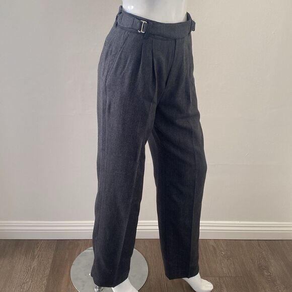 Ssense Lesugiatelier Gray Wool Blend Pleated Tuxedo Trousers w Box Chain Belt - Picture 5 of 11